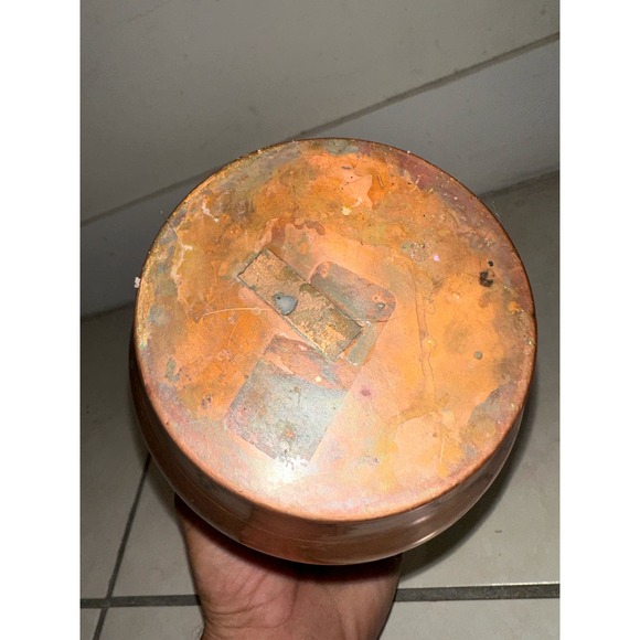 Vintage Copper Pitcher Kettle with Brass Handle and Lid Decorative Beverage - Picture 9 of 9